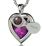 Good Presents for Mom: Real Sterling Silver Necklace, CZ Purple Heart, Best Gift for Mother's Day by Nano Jewelry