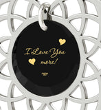 "Girlfriend Birthday Idea,ג€I Love You Moreג€ Engraved On Black CZ, Silver Jewelry, Necklace for Women"
