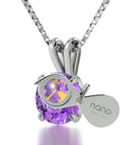 "Cute Necklaces for Her, Sagittarius Zodiac Sign Engraved on Purple Stone, 30th Birthday Present Ideas, by Nano"