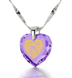 "Good Valentines Day Gifts for Girlfriend,Sterling Silver Jewelry, 24k Engraved Pendant, Heart Necklaces for Women, Nano "