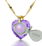 "Great Anniversary Gifts for Her, 14k Gold Pendants for Womens, CZ Purple Heart, Girlfriend Christmas Presents By Nano Jewelry"