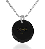 "I Love You", 14k White Gold Necklace, Zirconia
