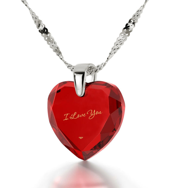 Great Valentines Gifts for Her, Red Heart Jewelry with 14k White Gold Chain, Cute Necklaces for Girlfriend