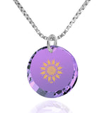 "I Love You to the Sun and Back", 14k White Gold Necklace, Zirconia