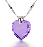 "I Love You" in French, 14k White Gold Necklace, Zirconia