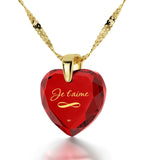 "I Love You Infinity" in French, 3 Microns Gold Plated Necklace, Zirconia