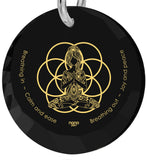 "Breathe in, Breathe out" Engraved in 24k, Spiritual Necklace with Black Onyx Stone, Gifts for Meditation, Nano Jewelry 