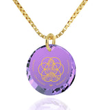 "Breathe in, Breathe out" Engraved in 24k, Meditation Necklace with Amethyst Stone, Buddha Gifts, Nano Jewelry 