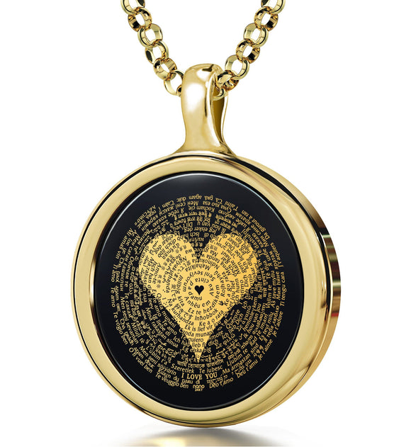 ג€I Love Youג€ in Different Languages, Cute Necklaces for Her, Women's 14k Gold Jewelry, Nano Jewelry