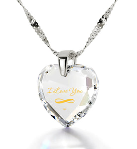 "Gifts for Girlfriend,"I Love You" Infinity, Heart Necklace, Turquoise CZ Jewelry"