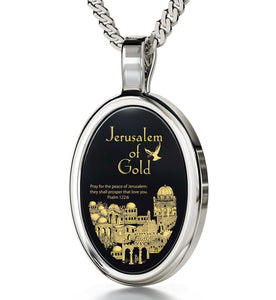 ""JerusalemofGold" withPsalm122-6Imprint, Presents for Grandad, TeacherPresentIdeas, OnyxJewelry,NanoJewelry"
