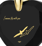 "Best Valentine Gift for Her, "I Wanna Fly with You", CZ Black Heart, Romantic Birthday Ideas for Girlfriend "