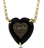 "I Love You" in 120 Languages, 14k Gold Necklace, Zirconia