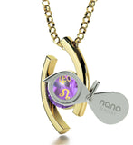 "Leo Zodiac Necklace With 24k Imprint, Graduation Presents for Her, Mother Gift Ideas, Purple Pendant"
