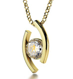 "Libra Jewelry With 24k Zodiac Imprint, Unusual Xmas Gifts, Birthday Presents for Women, Quartz Crystal Necklace"