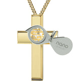 "Lord's Prayer Cross Necklace, Xmas Ideas for Her, Christian Gift Items, Gold Plated Jewellery, Nano"