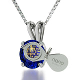 Lord's Prayer Kj, Engraved Necklaces for Her, Blue Stone Jewellery, Christian Pendants, Nano
