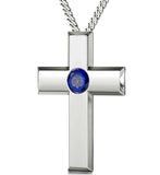 Lord's Prayer Cross Necklace, Top Gifts for Wife, Good Presents for Girlfriend, Aquamarine Jewelry