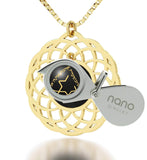 Mandala Jewelry with "Shema Yisrael" Engraved in 24k, Israel Necklace with Black Onyx Stone, Judaica Gifts, Nano Jewelry 
