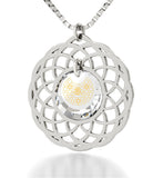 Mandala Necklace with "Shema Yisrael" Engraved in 24k, Judaica Jewelry with Swarovski Crystal Stone, Jewish Charms, Nano Jewelry 