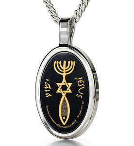 "Messianic Jewelry With Romans 11:24-27 Written Imprint, Christmas Present for Boss, Scripture Necklaces, Onyx Jewellery, Nano Jewelry "