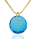 "I Love You to the Moon and Back", Gold Filled Necklace, Zirconia,