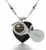 "Our Father: Crystal Heart Pendant, Xmas Ideas for Her, Cross Necklace for Girl, Nano Jewelry"