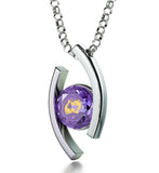 "Pisces Pendant With 24k Imprint, Gifts for Best Friend Woman, Engraved Necklaces for Her, Purple Jewelry"