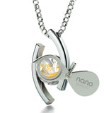 "Pisces Pendant With Zodiac Imprint, Valentines Presents for Her, White Gold Necklace for Women, Swarovski Crystal Jewelry "