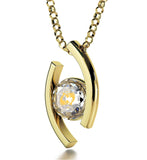 "Pisces Necklace With Zodiac Imprint, Valentines Presents for Her, Gold Jewelry for Women, Swarovski Crystal Jewelry "