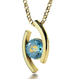 Pisces Sign, 14k Gold Necklace, Swarovski