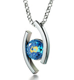 Pisces Sign, 925 Sterling Silver Necklace, Swarovski