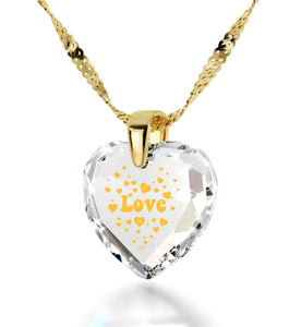 What To Get My Girlfriend For Christmas? ג€I Love Youג€ Jewelry Engraved In 24k Gold On Heart Necklace