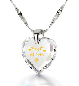 Presents for Moms Birthday, ג€Best Momג€ White Stone Necklace, Special Mother's Day Gift