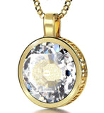 Presents for Moms Birthday, Gold Filled Engraved Necklaces with Crystal Stone, Mother Daughter Jewelry, by Nano