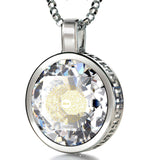 Presents for Moms Birthday, Sterling Silver Engraved Necklaces with Crystal Stone, Mother Daughter Jewelry, by Nano