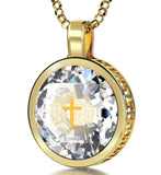 "Psalm 23 Engraved in 24k: Xmas Ideas for Her, Cross Necklaces for Women, 14k Gold Pendants, Nano Jewelry"