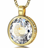 "Psalm 91", 3 Microns Gold Plated Necklace, CZ