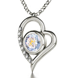 Sagittarius Sign, 14k White Gold Diamonds Necklace, Swarovski