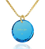 "I Love You", 14k Gold Necklace, Zirconia
