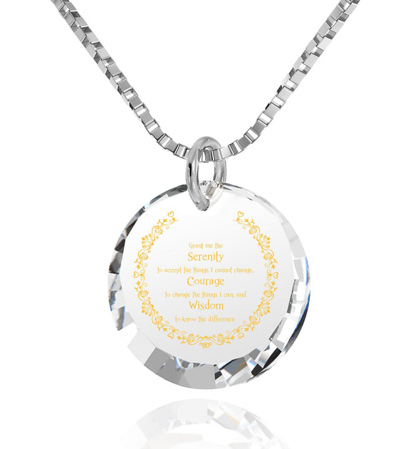 Serenity Prayer Jewelry: Top Gifts for Wife, Womens Presents, White Stone Necklace, Nano Jewelry