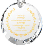 Serenity Prayer Pendant: What to Get Wife for Birthday, 14k White Gold Jewelry for Women, White Stone Necklace, Nano Jewelry