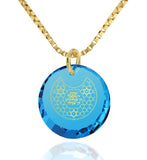 "Shema Yisrael" Engraved in 24k, Israel Necklace with Blue Topaz Stone, Jewish Gifts,  Nano Jewelry 