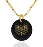 "Shema Yisrael" Engraved in 24k, Israeli Jewelry with Black Onyx Stone, Judaica Gifts 