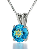 "Shema Yisrael", 14k White Gold Necklace, Swarovski