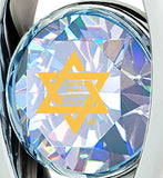 "Shema Yisrael" Engraved in 24k, Judaica Jewelry with White Stone Pendant, Star of David Jewelry 