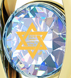 "Shema Yisrael" Engraved in 24k, Israeli Jewelry with White Stone Pendant, Judaica Gifts, Nano Jewelry 