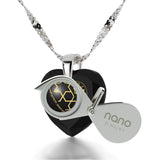 "Shema Yisrael" Engraved in 24k, Jewish Necklace with Black Onyx Stone, Israeli Jewelry Designer, Nano Jewelry 