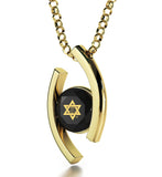 "Shema Yisrael", 3 Microns Gold Plated Necklace, Swarovski