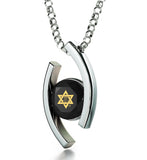 "Shema Yisrael" Engraved in 24k, Shema Necklace with Black Onyx Stone, Jewish Charms, Nano Jewelry 